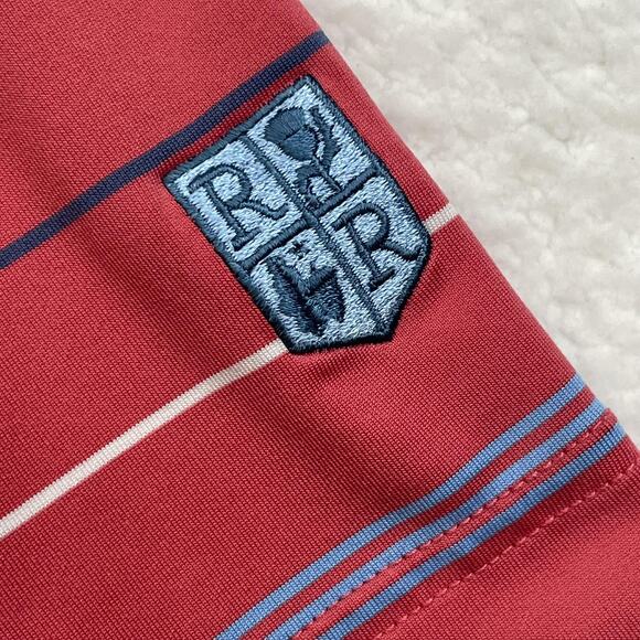 Vineyard Vines Polo Shirt Mens Medium Red Striped Performance Golf RFR Whale - Picture 5 of 12